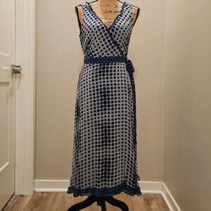 Jonathan Martin Sleeveless Polka Dot Wrap Silk Dress Size 10